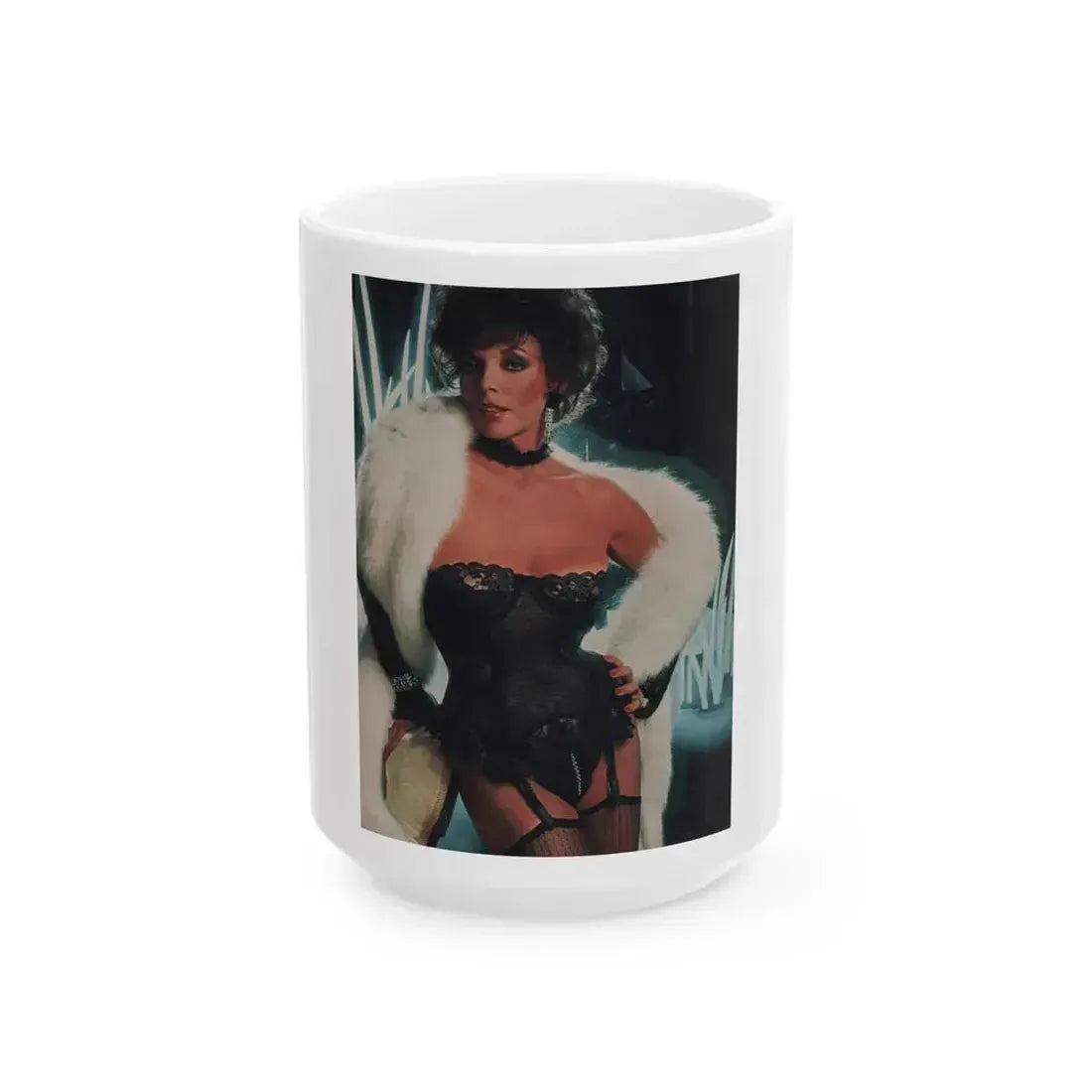 Joan Collins #385 - Dec. 1983 Playboy Photo (Vintage Female Icon) White Coffee Mug 15oz - Go Mug Yourself