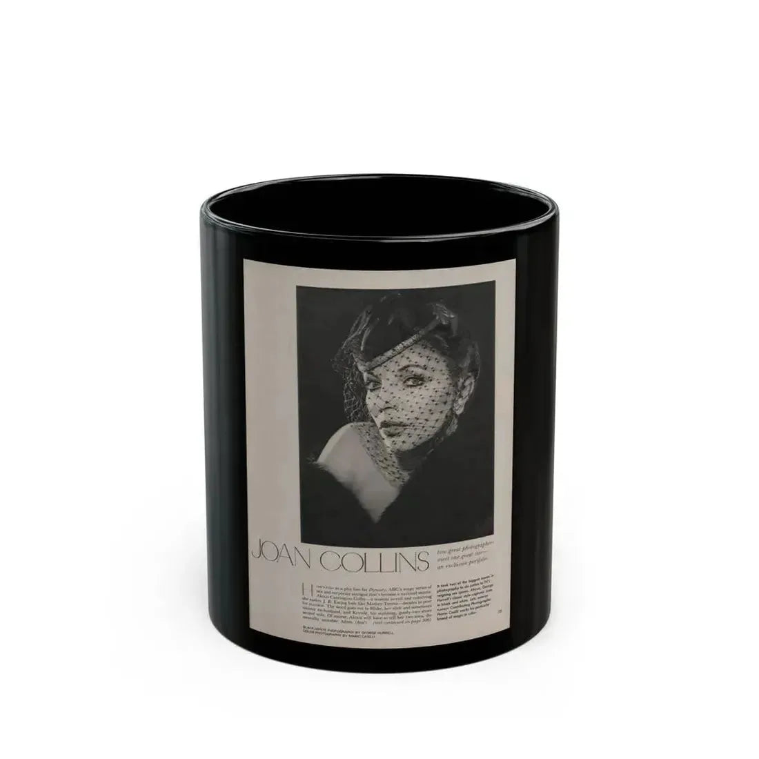 Joan Collins #386 - Dec. 1983 Playboy Photo (Vintage Female Icon) Black Coffee Mug 11oz - Go Mug Yourself