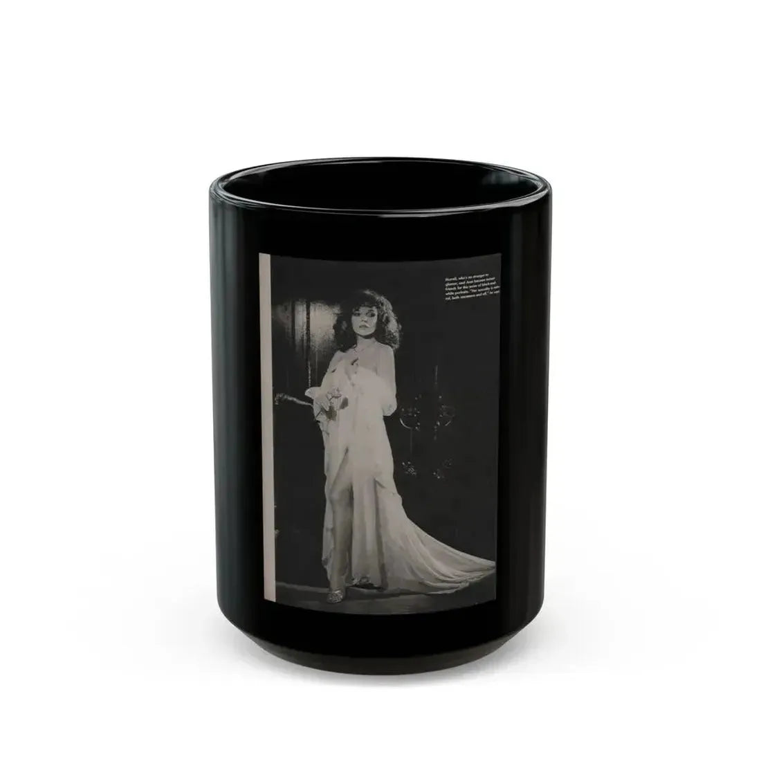 Joan Collins #389 - Dec. 1983 Playboy Photo (Vintage Female Icon) Black Coffee Mug 15oz - Go Mug Yourself