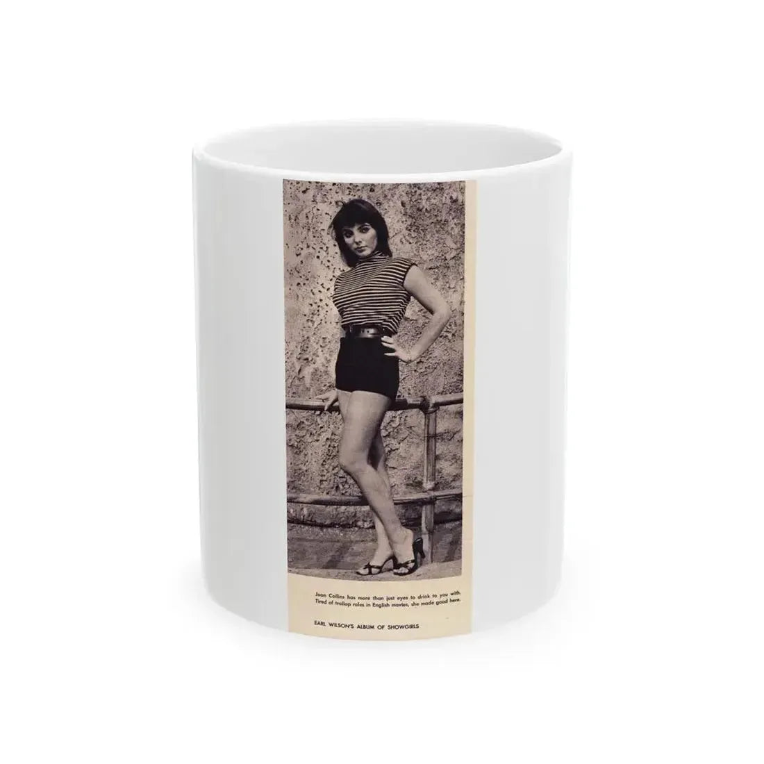 Joan Collins #396 - Earl Wilson's Showgirls Mag. '56 Photo (Vintage Female Icon) White Coffee Mug 11oz - Go Mug Yourself