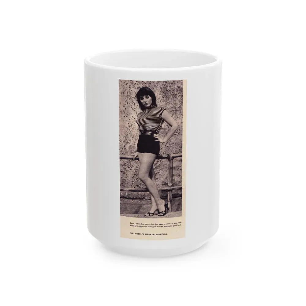 Joan Collins #396 - Earl Wilson's Showgirls Mag. '56 Photo (Vintage Female Icon) White Coffee Mug 15oz - Go Mug Yourself