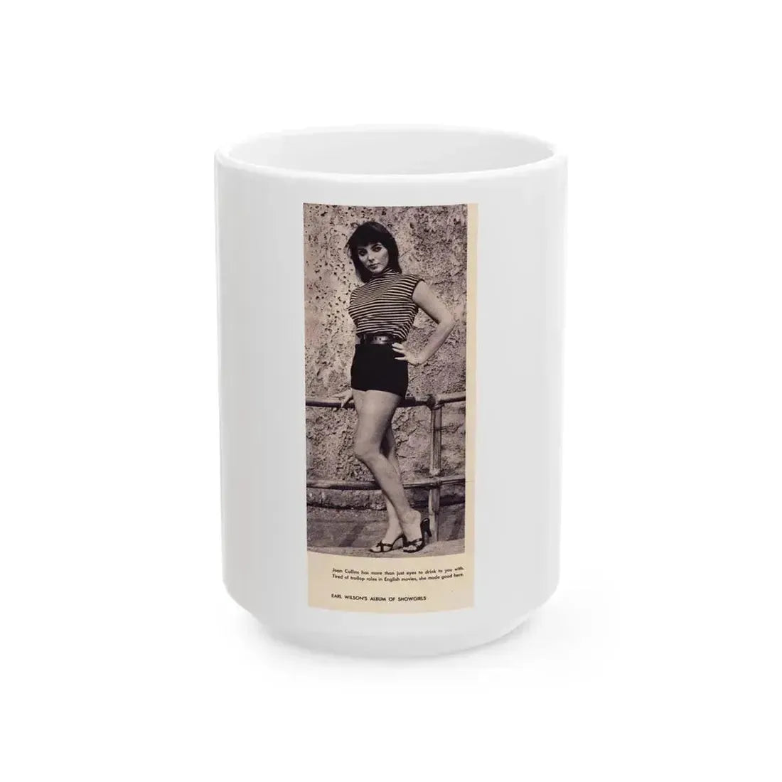 Joan Collins #396 - Earl Wilson's Showgirls Mag. '56 Photo (Vintage Female Icon) White Coffee Mug 15oz - Go Mug Yourself