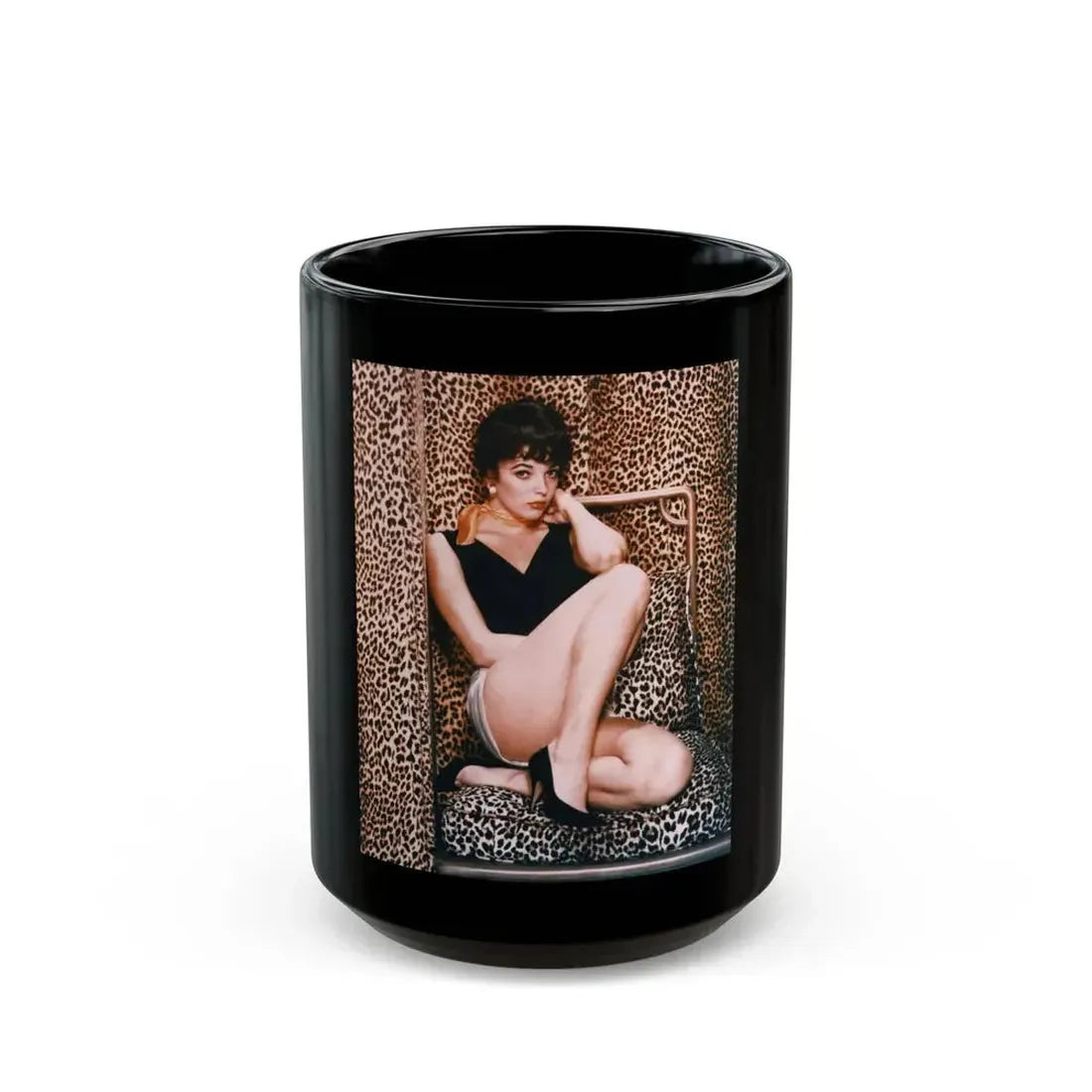 Joan Collins #40 (Vintage Female Icon) Black Coffee Mug 15oz - Go Mug Yourself