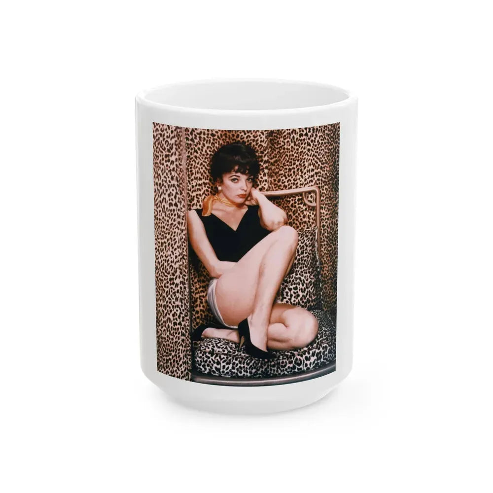 Joan Collins #40 (Vintage Female Icon) White Coffee Mug 15oz - Go Mug Yourself