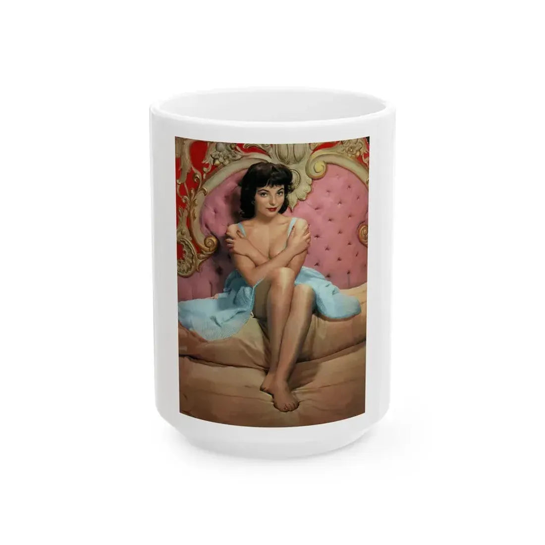 Joan Collins #401 (Vintage Female Icon) White Coffee Mug 15oz - Go Mug Yourself