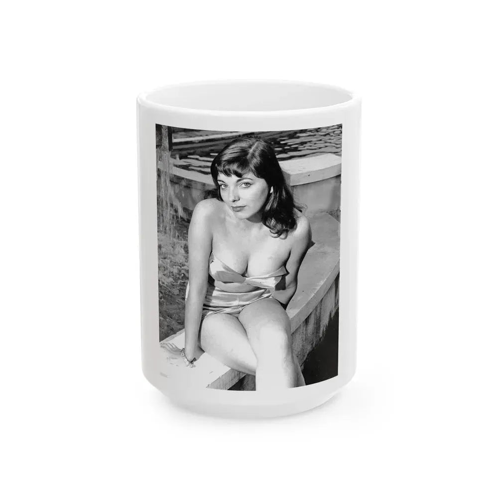 Joan Collins #420 (Vintage Female Icon) White Coffee Mug 15oz - Go Mug Yourself