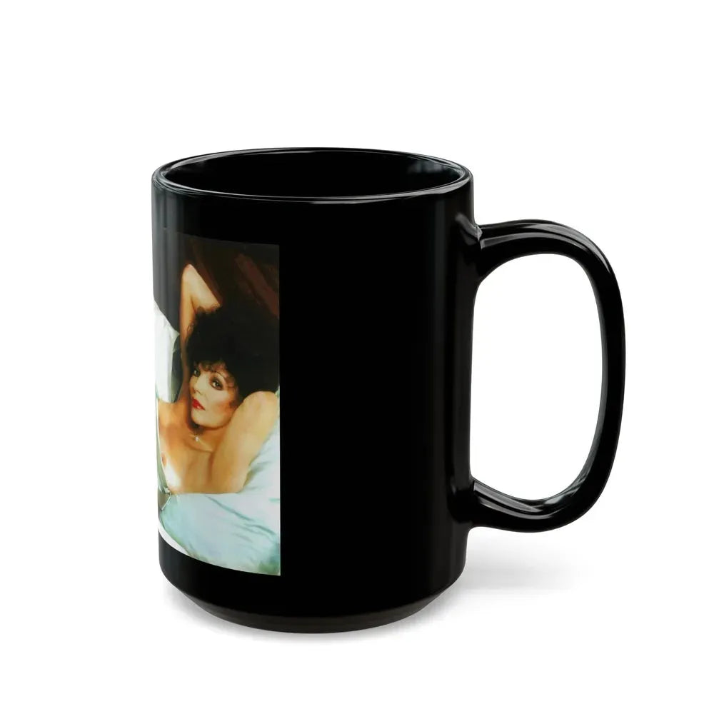 Joan Collins #429 - Topless (Vintage Female Icon) Black Coffee Mug - Go Mug Yourself