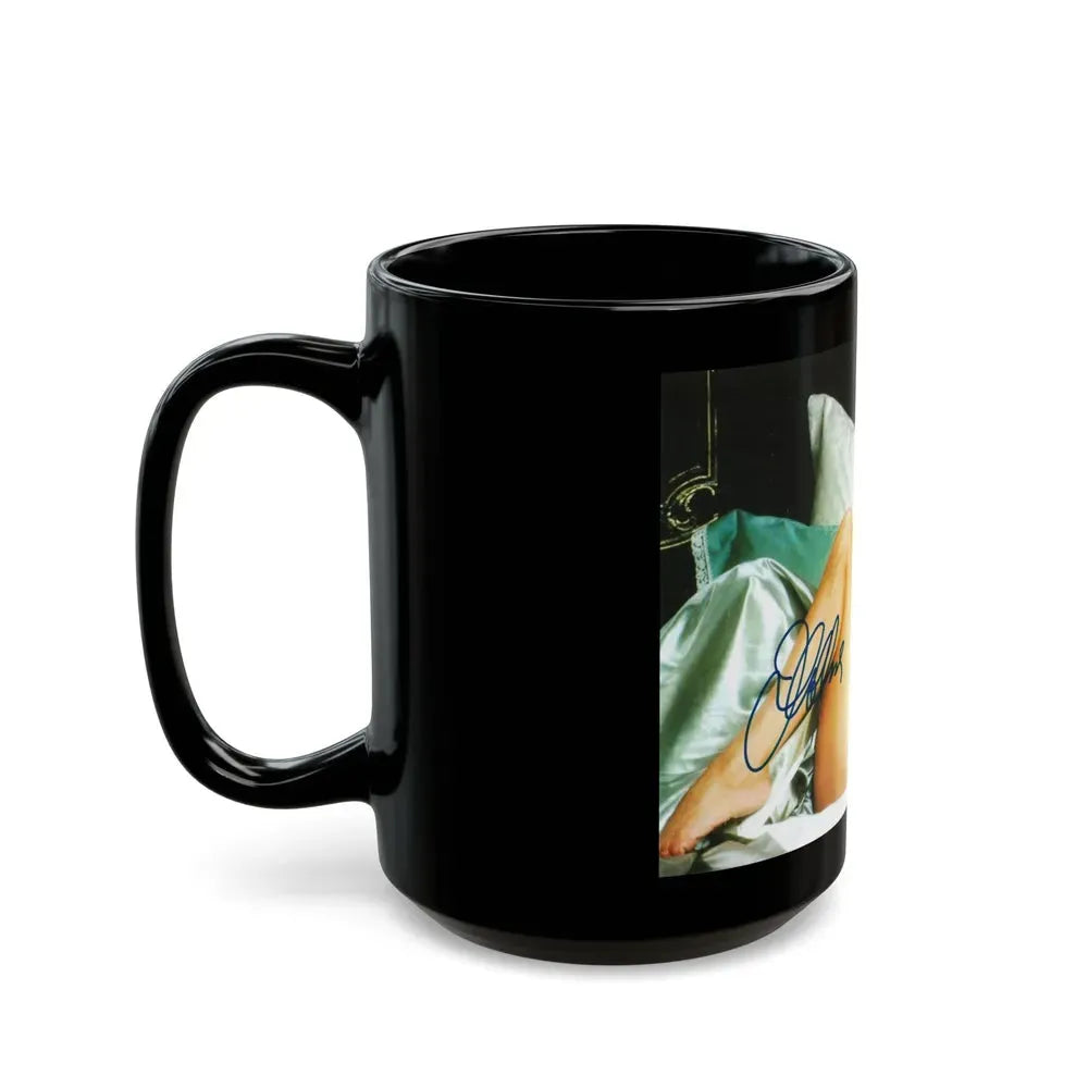 Joan Collins #429 - Topless (Vintage Female Icon) Black Coffee Mug - Go Mug Yourself