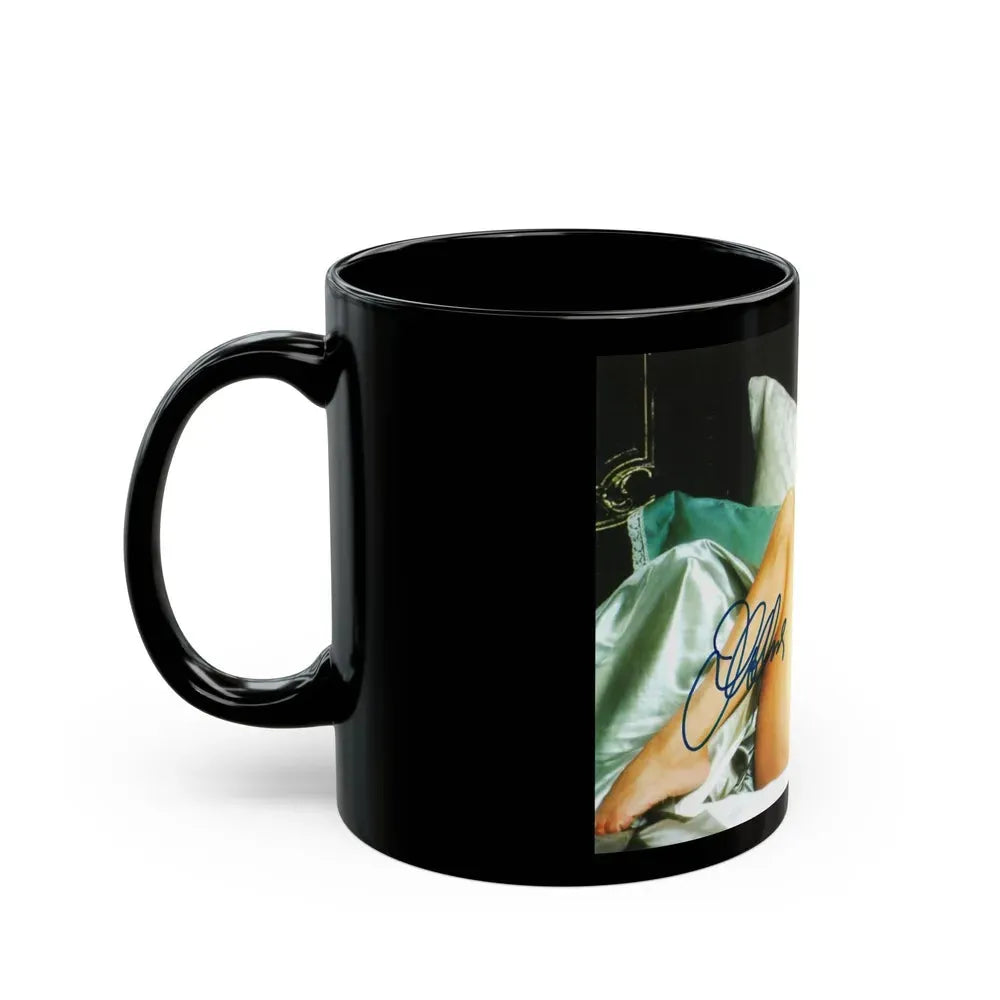Joan Collins #429 - Topless (Vintage Female Icon) Black Coffee Mug - Go Mug Yourself