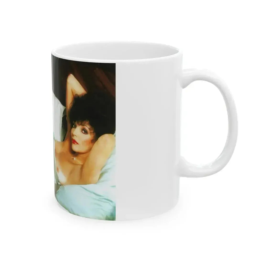 Joan Collins #429 - Topless (Vintage Female Icon) White Coffee Mug - Go Mug Yourself