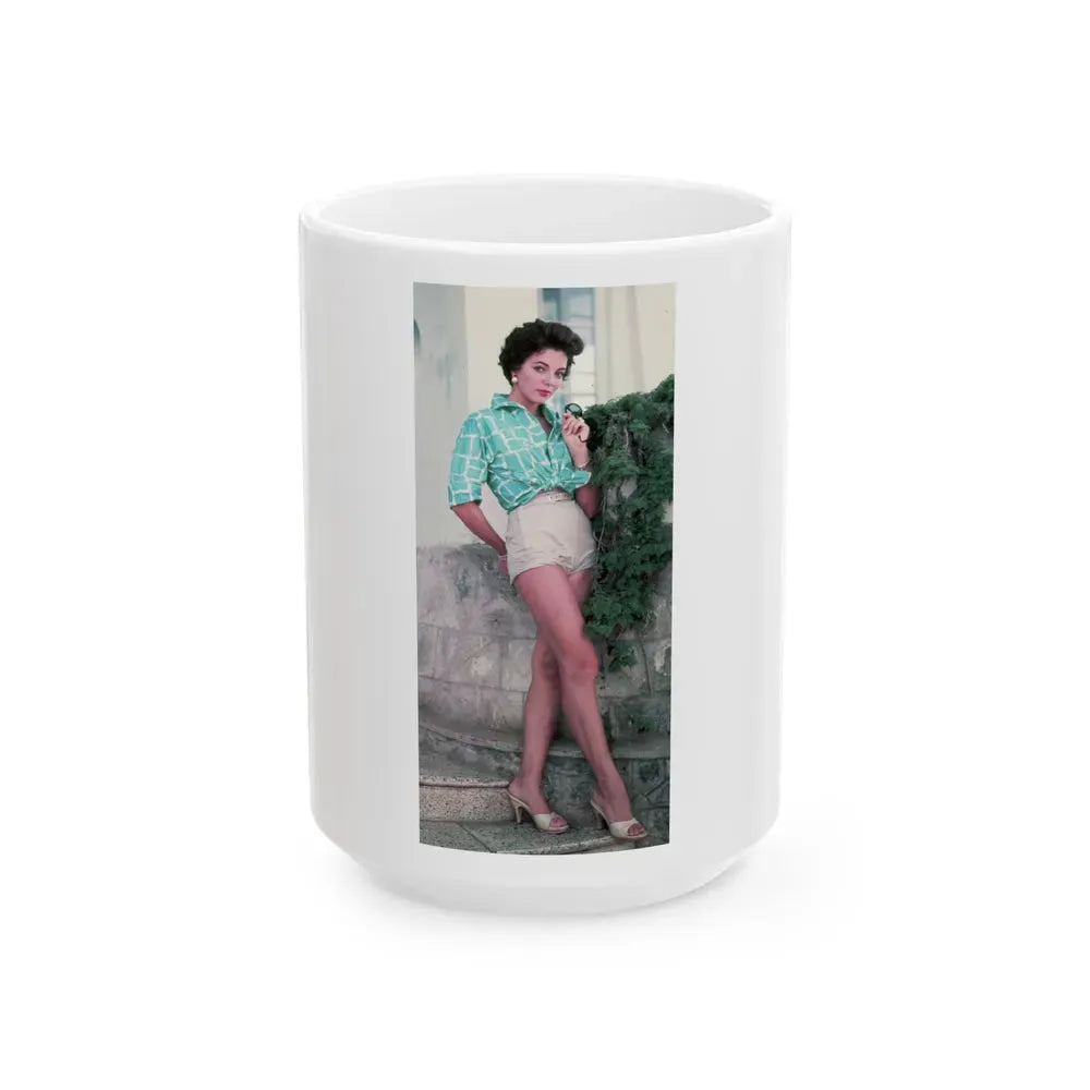 Joan Collins #432 (Vintage Female Icon) White Coffee Mug 15oz - Go Mug Yourself