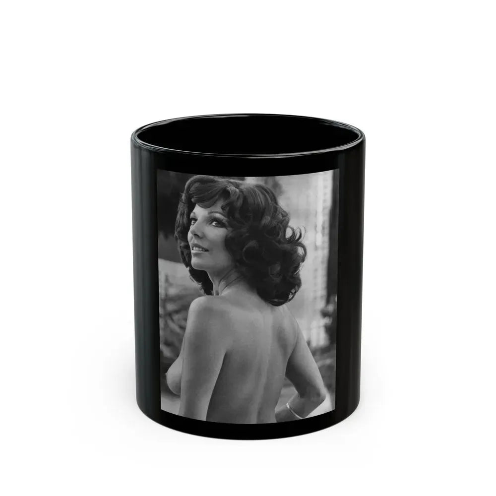 Joan Collins #435 - Topless (Vintage Female Icon) Black Coffee Mug 11oz - Go Mug Yourself