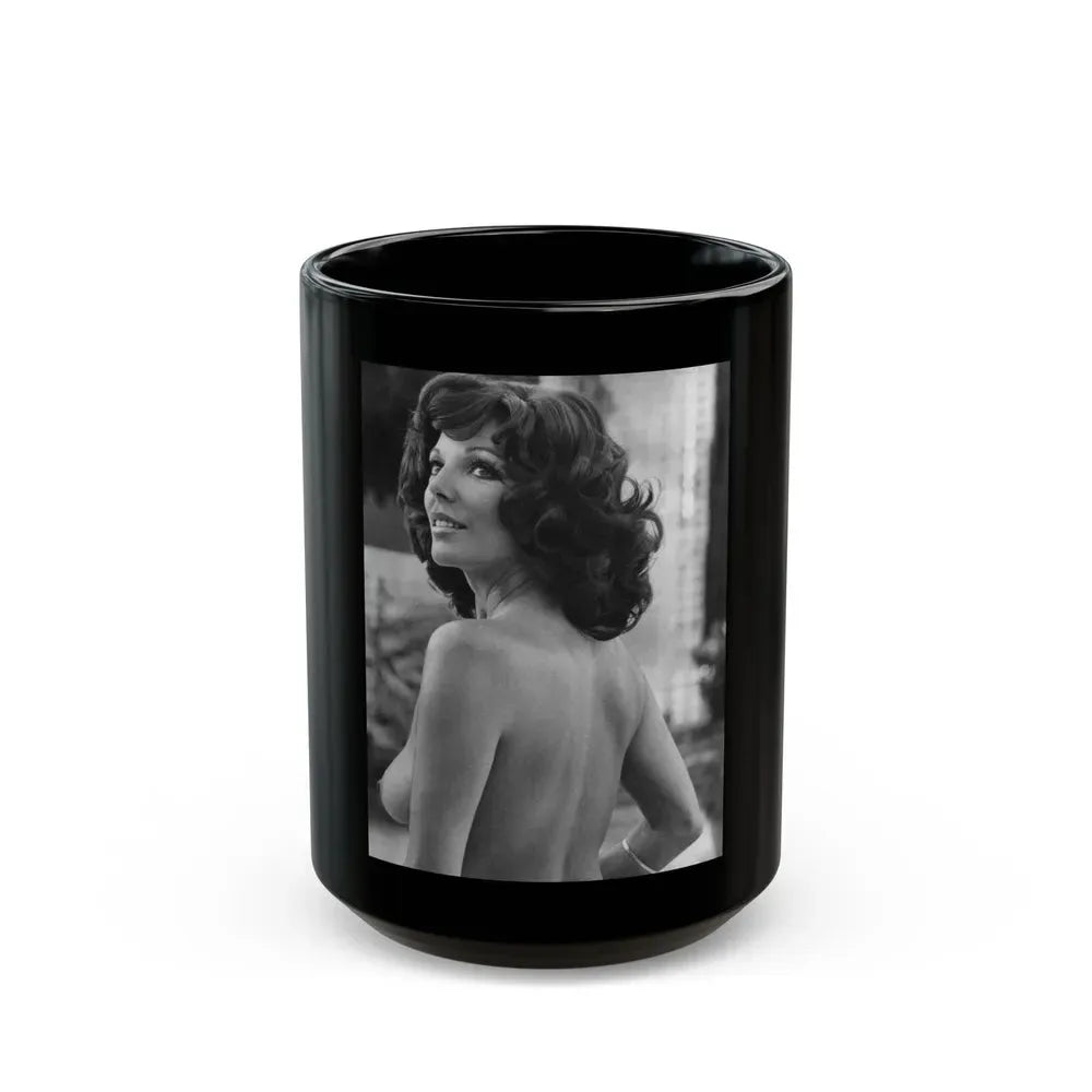 Joan Collins #435 - Topless (Vintage Female Icon) Black Coffee Mug 15oz - Go Mug Yourself