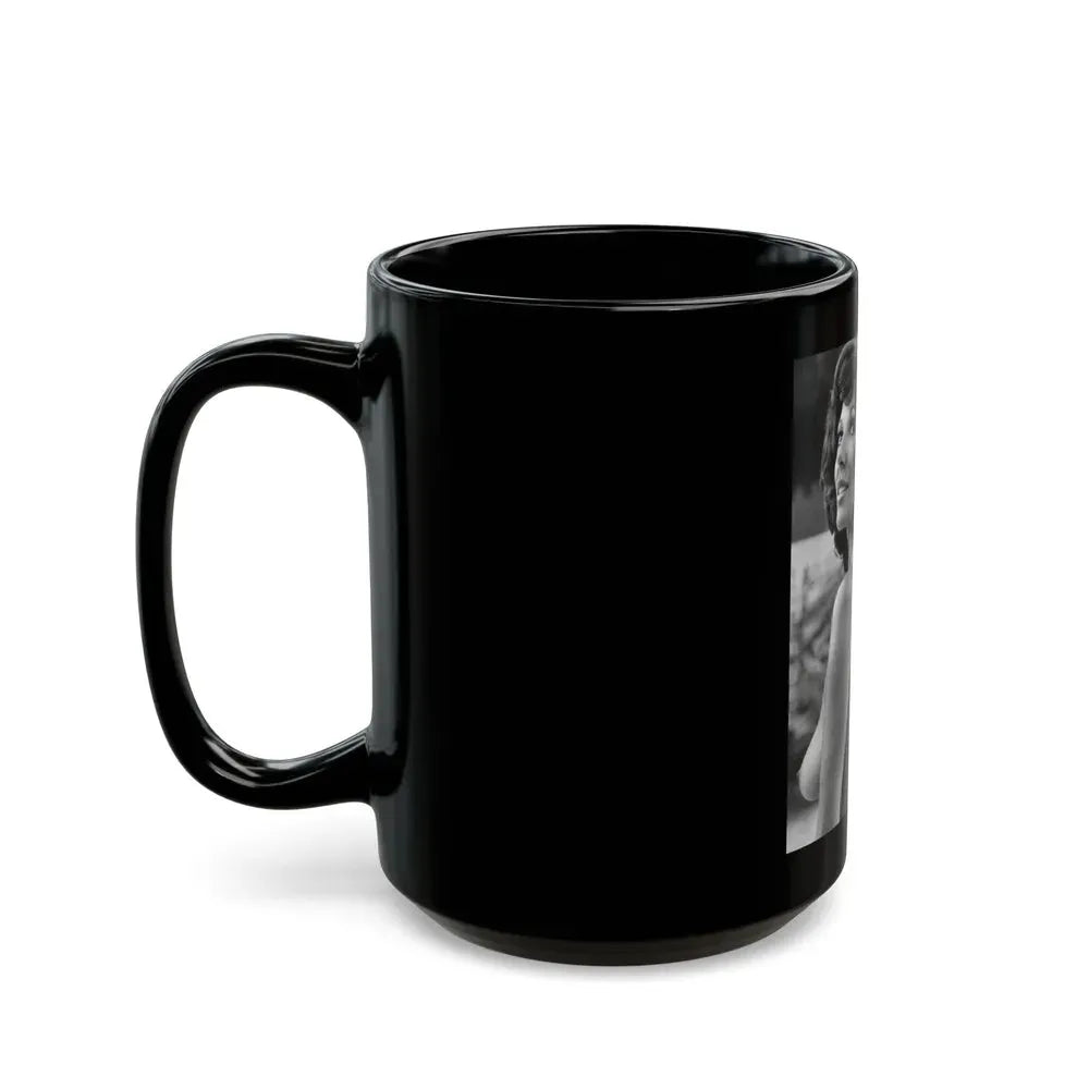 Joan Collins #435 - Topless (Vintage Female Icon) Black Coffee Mug - Go Mug Yourself