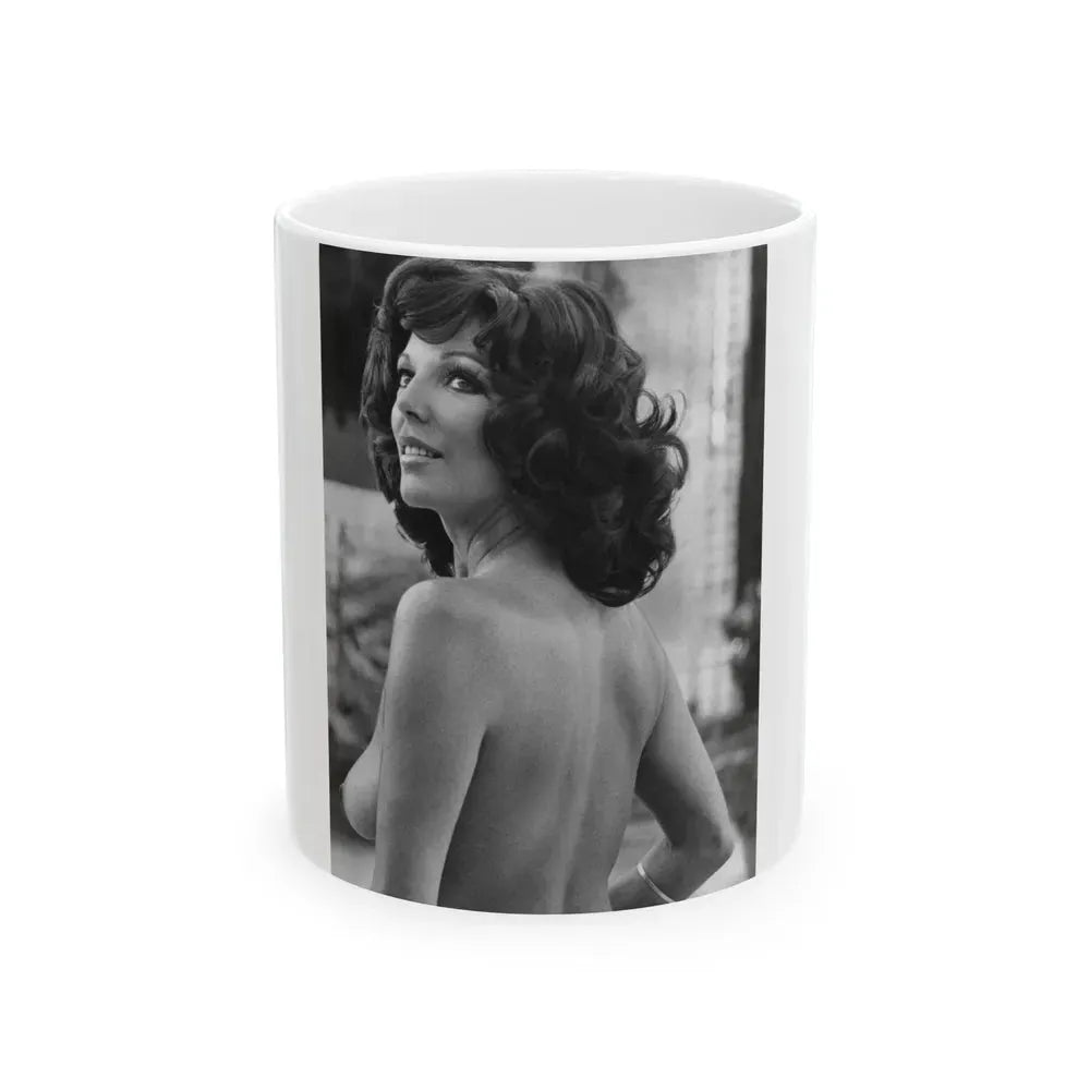 Joan Collins #435 - Topless (Vintage Female Icon) White Coffee Mug 11oz - Go Mug Yourself
