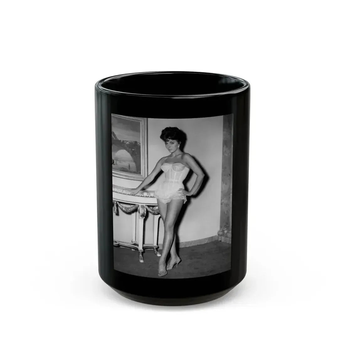 Joan Collins #436 (Vintage Female Icon) Black Coffee Mug 15oz - Go Mug Yourself
