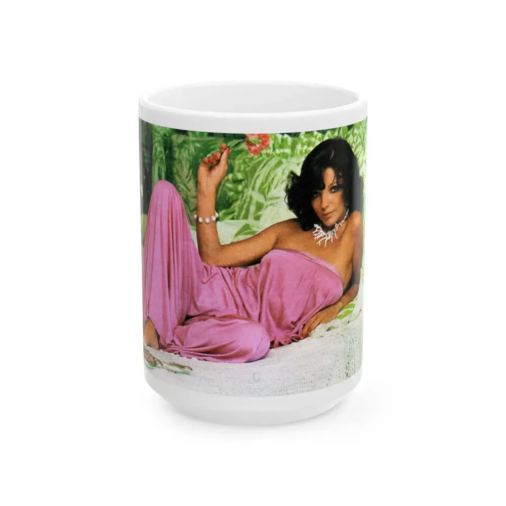 Joan Collins #457 (Vintage Female Icon) White Coffee Mug 15oz - Go Mug Yourself