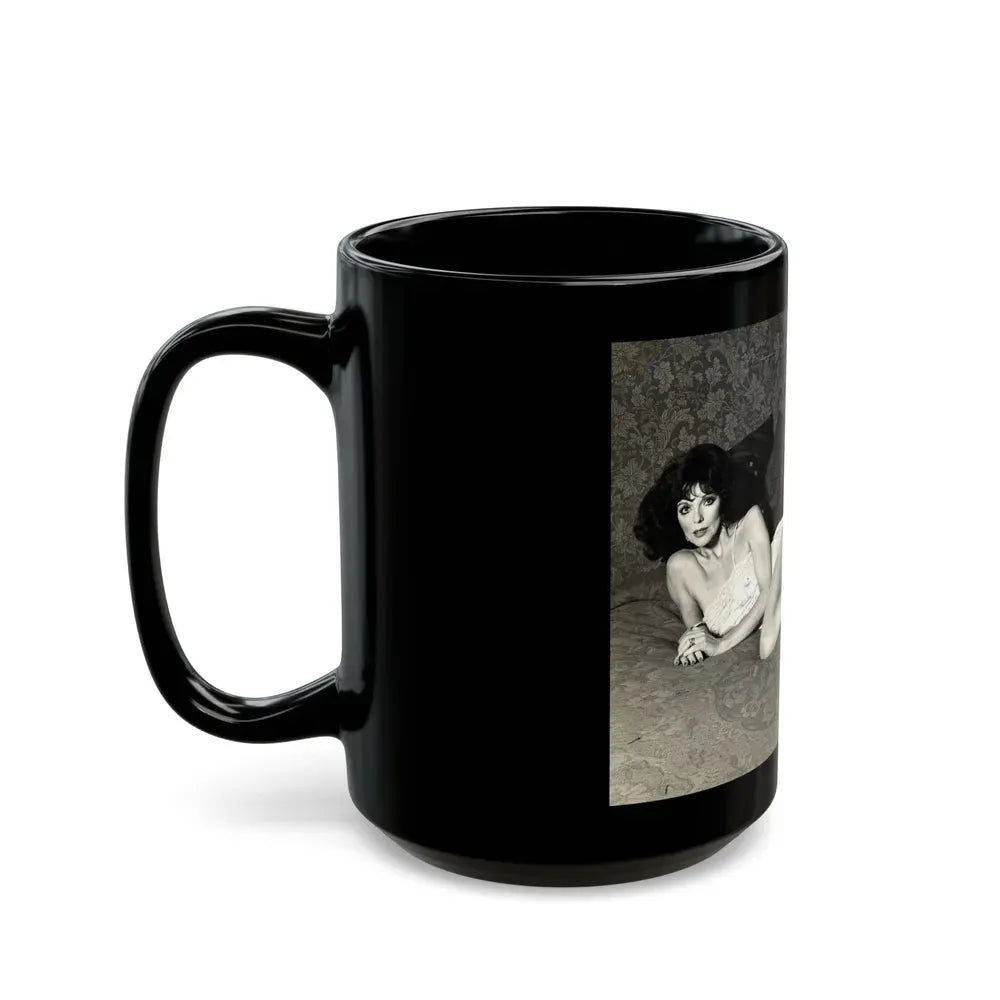 Joan Collins #459 (Vintage Female Icon) Black Coffee Mug - Go Mug Yourself