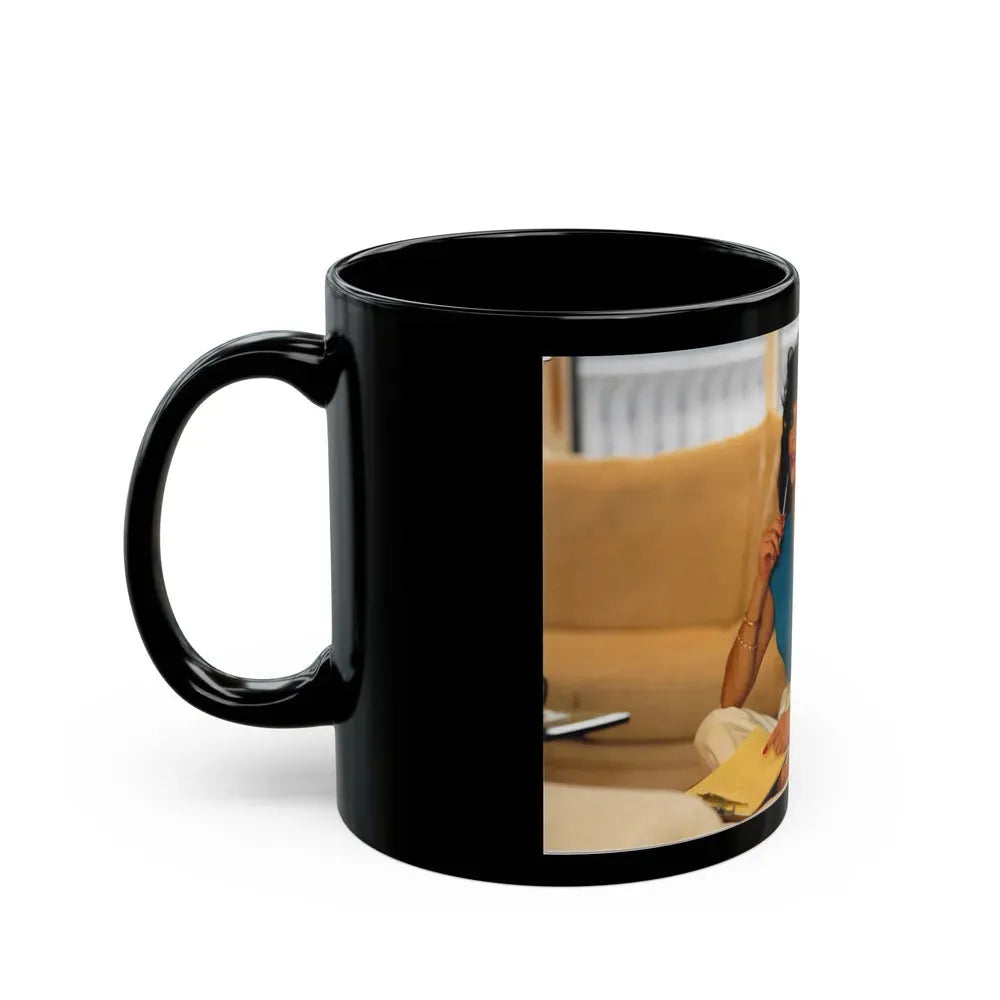 Joan Collins #462 (Vintage Female Icon) Black Coffee Mug - Go Mug Yourself