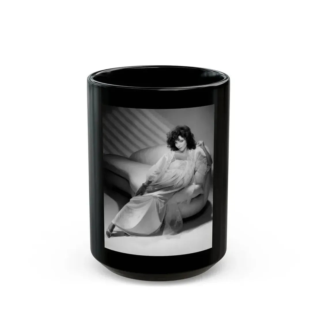 Joan Collins #470 (Vintage Female Icon) Black Coffee Mug 15oz - Go Mug Yourself