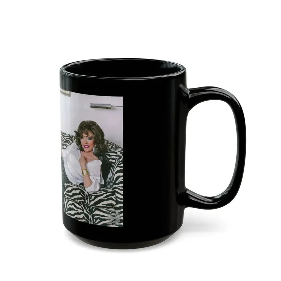 Joan Collins #472 (Vintage Female Icon) Black Coffee Mug - Go Mug Yourself