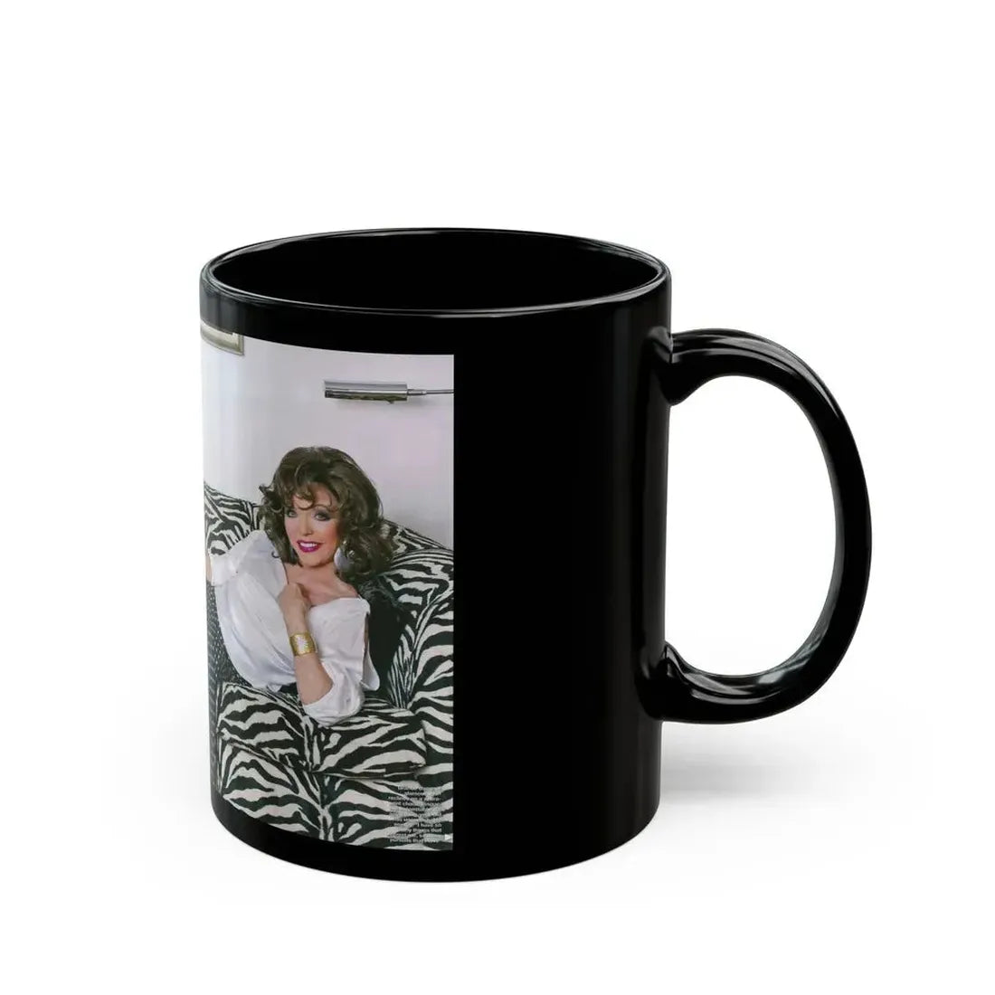 Joan Collins #472 (Vintage Female Icon) Black Coffee Mug - Go Mug Yourself
