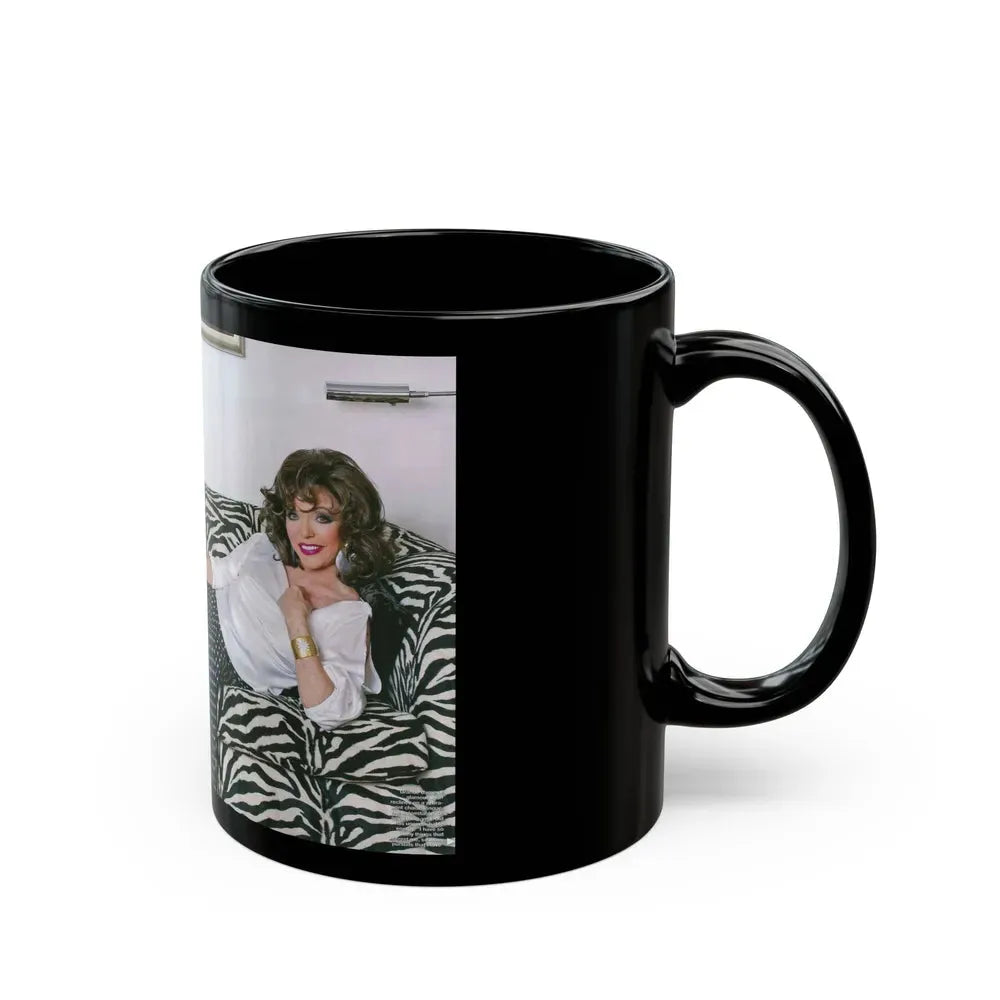 Joan Collins #472 (Vintage Female Icon) Black Coffee Mug - Go Mug Yourself