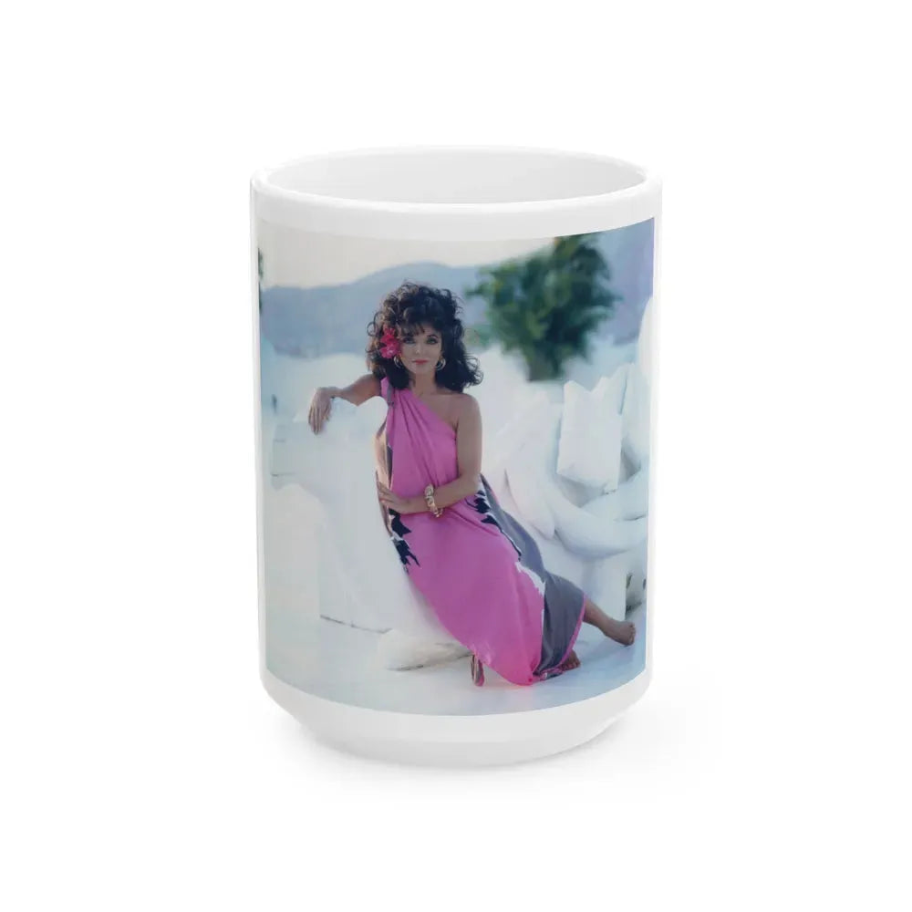 Joan Collins #507 (Vintage Female Icon) White Coffee Mug 15oz - Go Mug Yourself