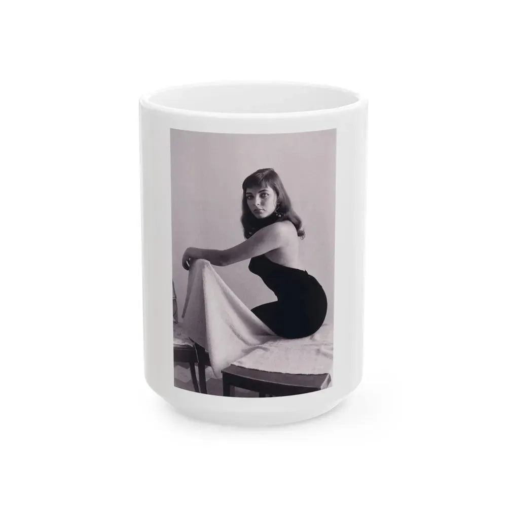 Joan Collins #515 (Vintage Female Icon) White Coffee Mug 15oz - Go Mug Yourself