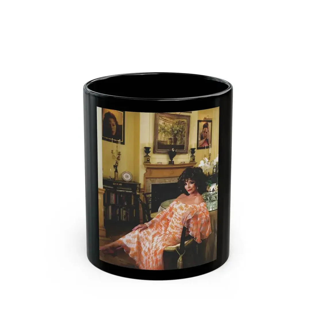 Joan Collins #519 (Vintage Female Icon) Black Coffee Mug 11oz - Go Mug Yourself