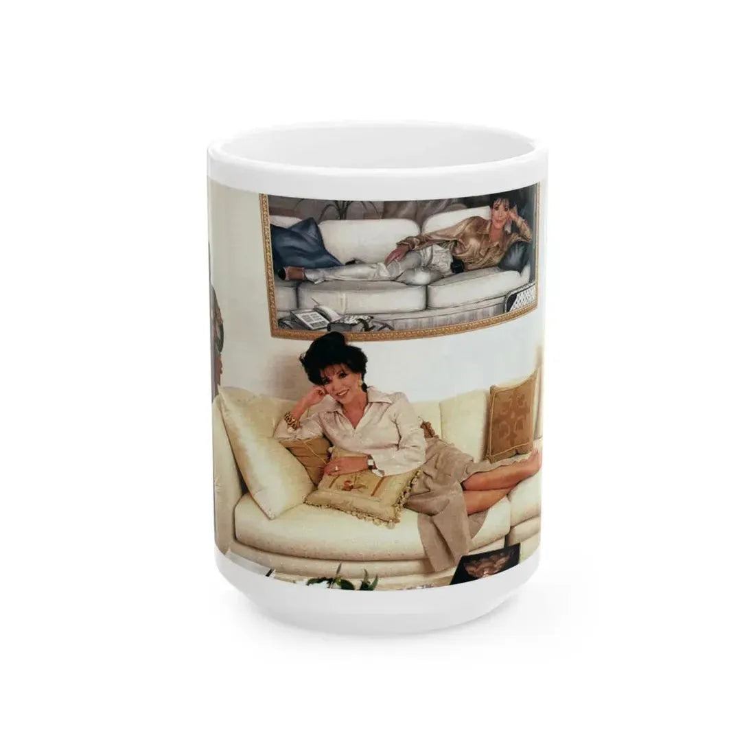 Joan Collins #522 (Vintage Female Icon) White Coffee Mug 15oz - Go Mug Yourself