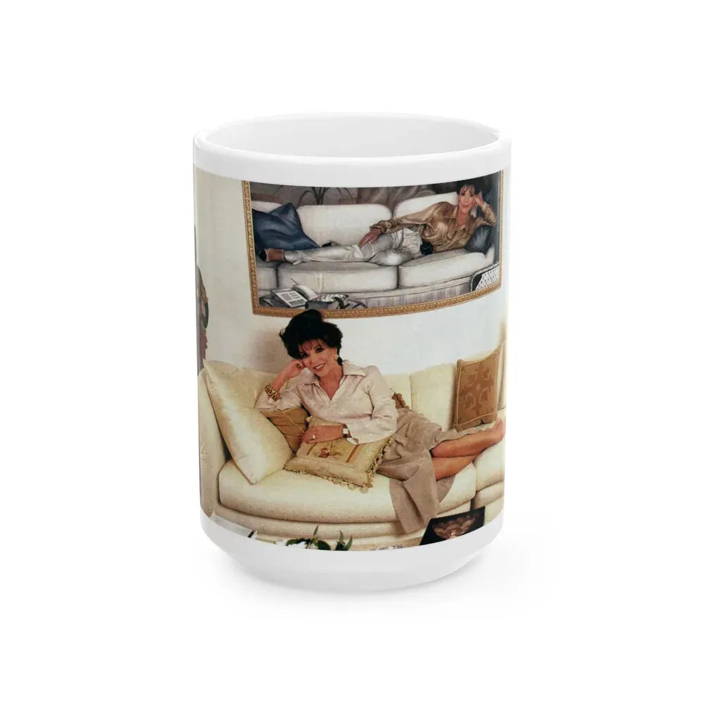 Joan Collins #522 (Vintage Female Icon) White Coffee Mug 15oz - Go Mug Yourself