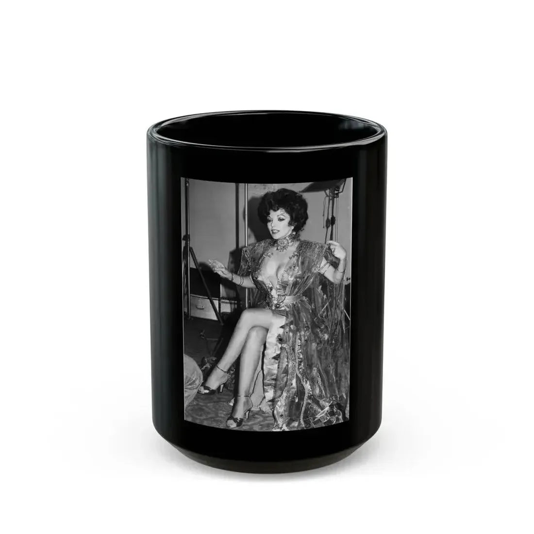 Joan Collins #525 (Vintage Female Icon) Black Coffee Mug 15oz - Go Mug Yourself