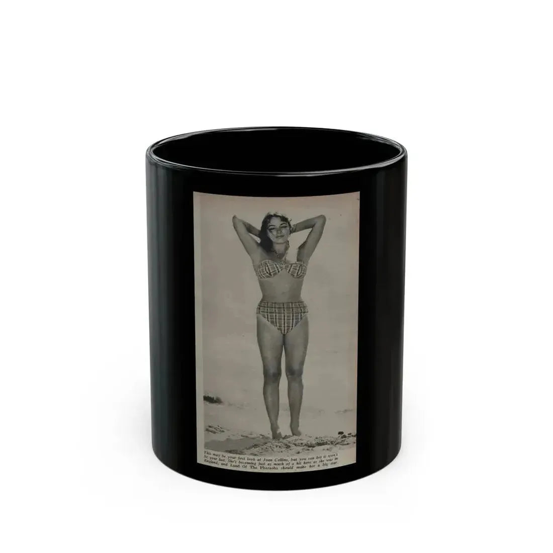Joan Collins #532 - Modern Screen Mag. July '55 (Vintage Female Icon) Black Coffee Mug 11oz - Go Mug Yourself
