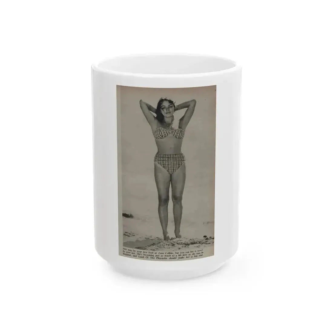 Joan Collins #532 - Modern Screen Mag. July '55 (Vintage Female Icon) White Coffee Mug 15oz - Go Mug Yourself