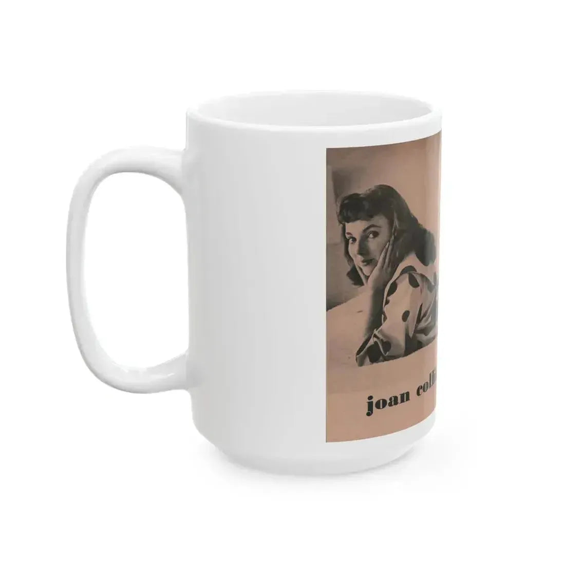 Joan Collins #550 - Photo Digest Mag. Jan. '56 - 1 B&W Centerfold Photo & Caption (Vintage Female Icon) White Coffee Mug - Go Mug Yourself