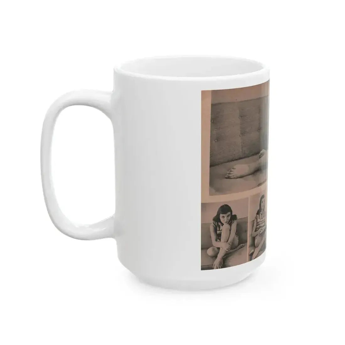Joan Collins #552 - Photo Digest Mag. Jan. '56 - 3 B&W Photos (Vintage Female Icon) White Coffee Mug - Go Mug Yourself