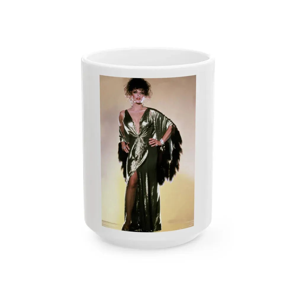 Joan Collins #556 (Vintage Female Icon) White Coffee Mug 15oz - Go Mug Yourself