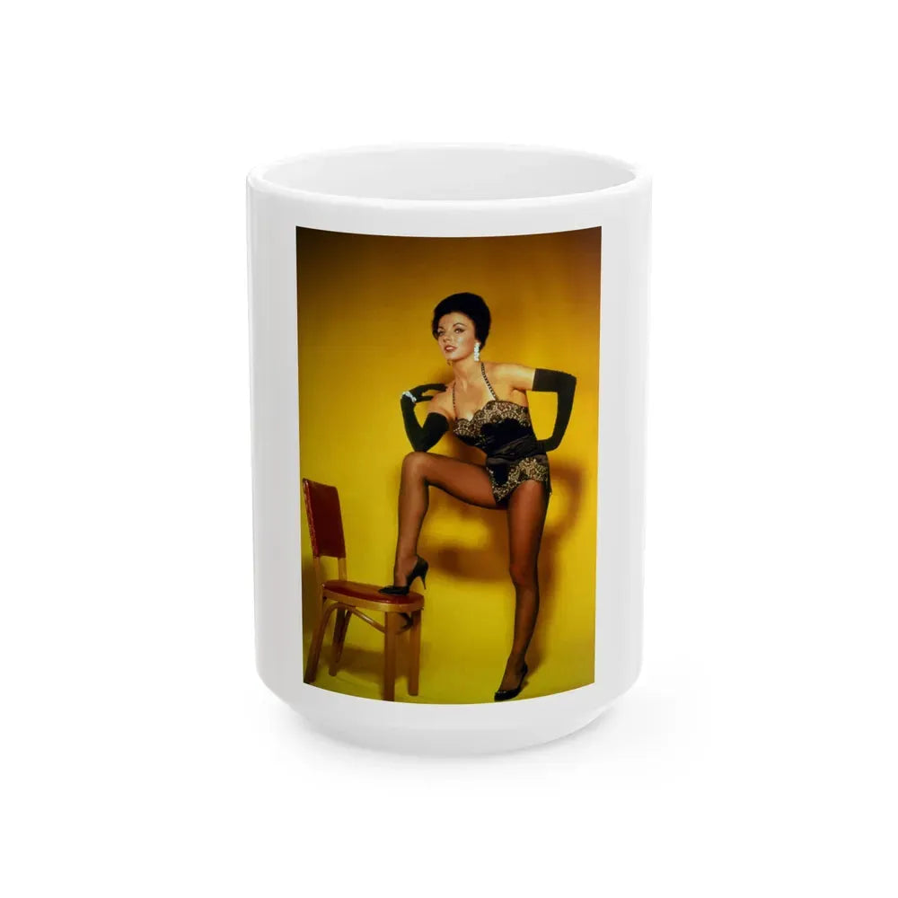 Joan Collins #562 (Vintage Female Icon) White Coffee Mug 15oz - Go Mug Yourself