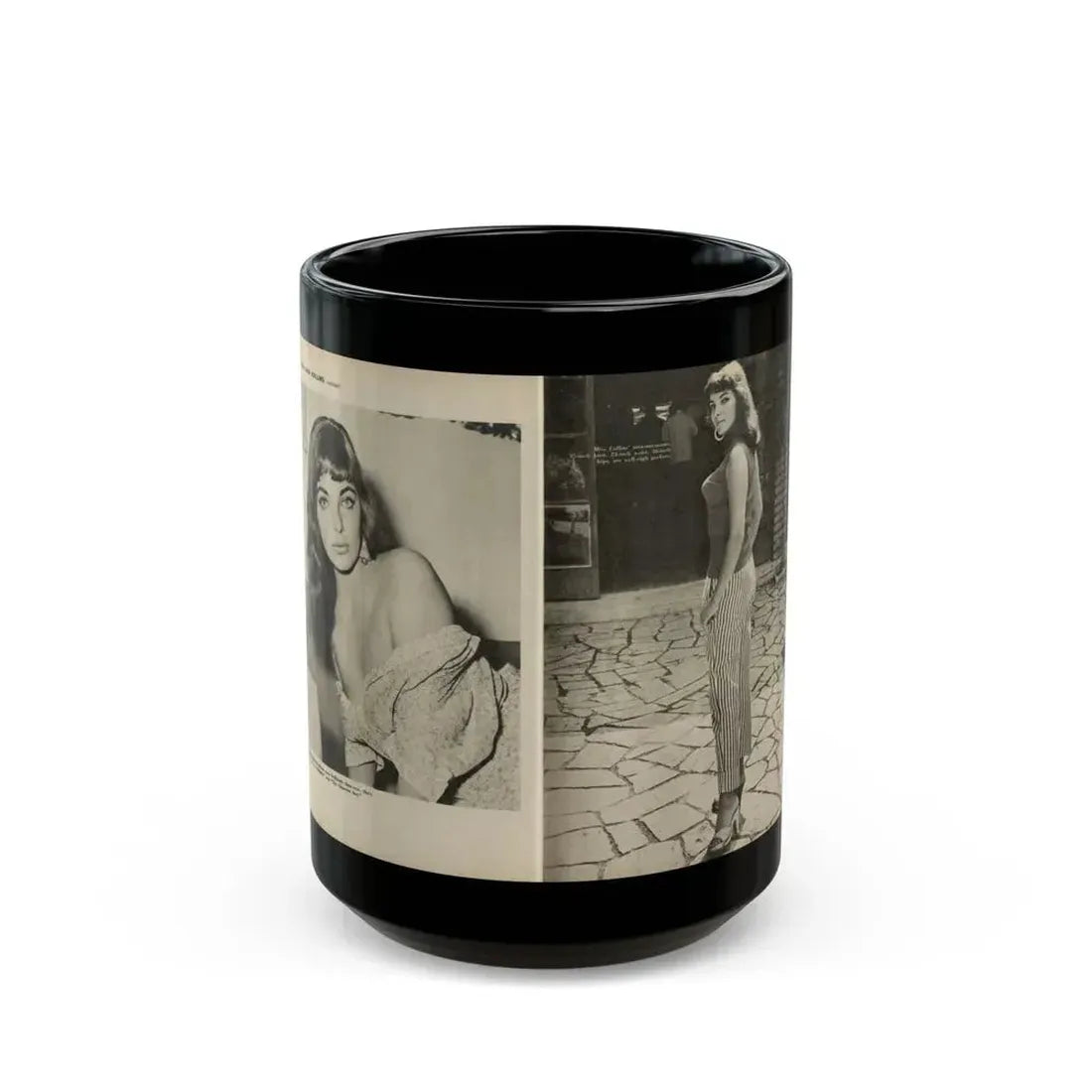 Joan Collins #582 - Europe's Top Pin-Ups Issue #3 1956 (Vintage Female Icon) Black Coffee Mug 15oz - Go Mug Yourself
