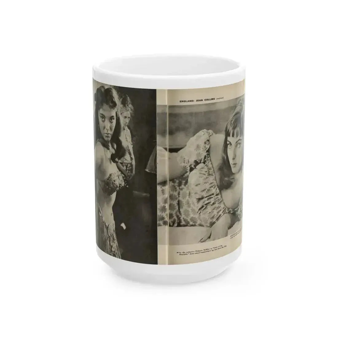 Joan Collins #586 - Europe's Top Pin-Ups Issue #3 1956 (Vintage Female Icon) White Coffee Mug 15oz - Go Mug Yourself