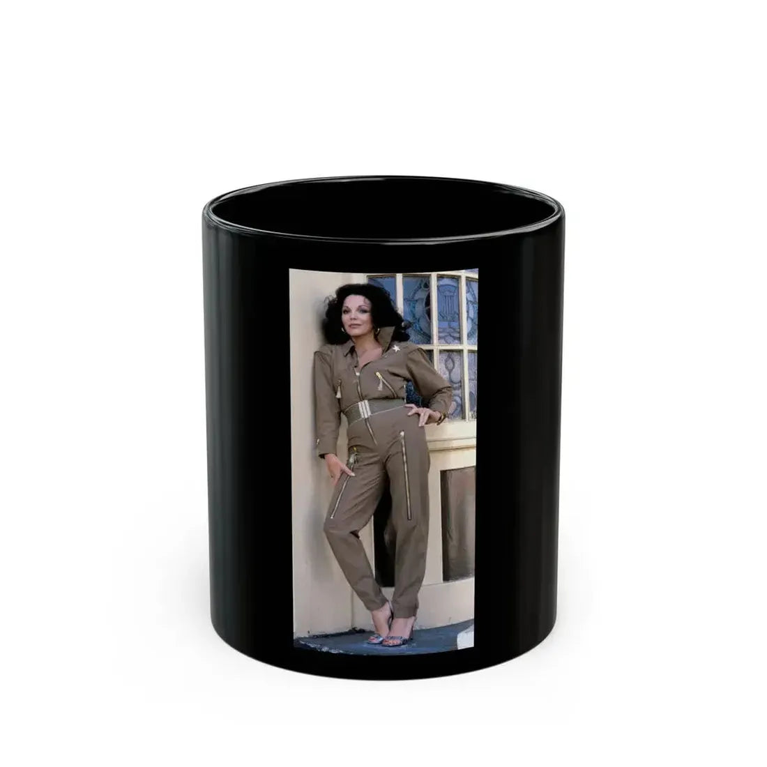 Joan Collins #593 (Vintage Female Icon) Black Coffee Mug 11oz - Go Mug Yourself