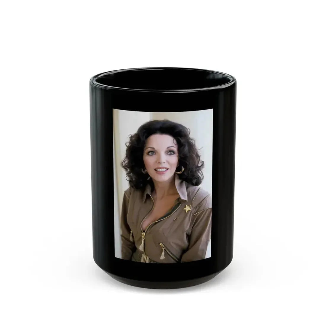 Joan Collins #594 (Vintage Female Icon) Black Coffee Mug 15oz - Go Mug Yourself