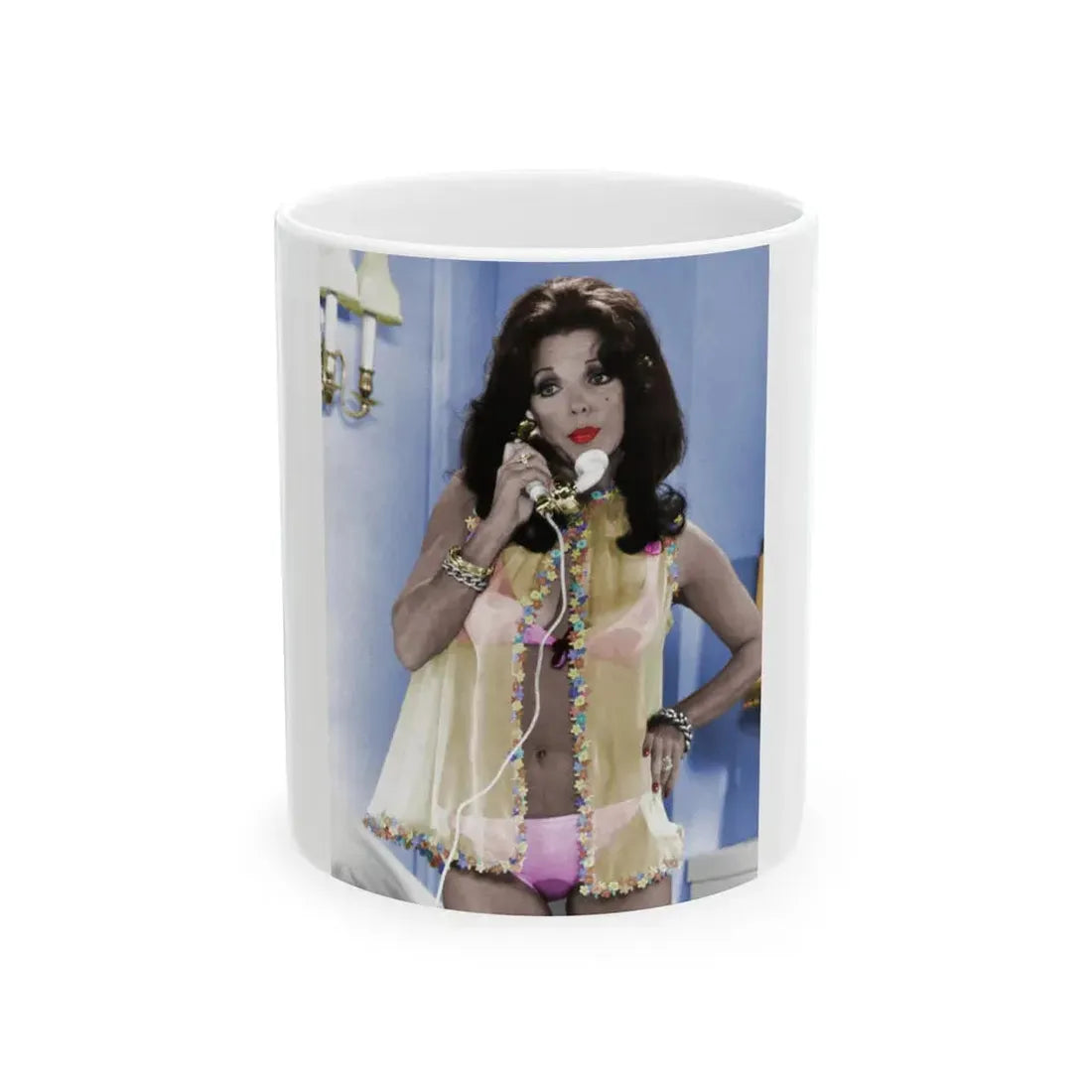 Joan Collins #597 (Vintage Female Icon) White Coffee Mug 11oz - Go Mug Yourself