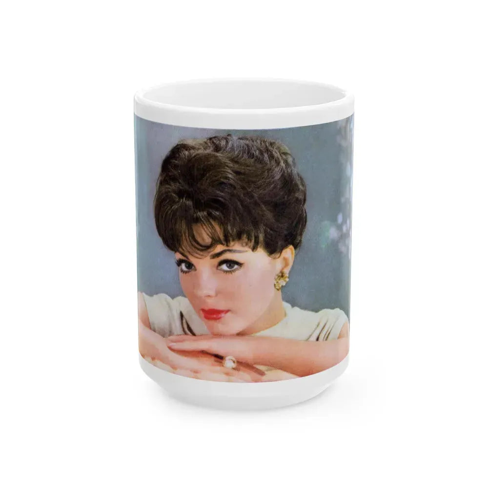 Joan Collins #623 (Vintage Female Icon) White Coffee Mug 15oz - Go Mug Yourself