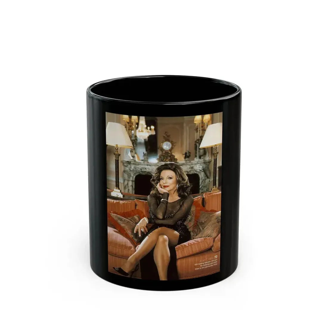 Joan Collins #625 (Vintage Female Icon) Black Coffee Mug 11oz - Go Mug Yourself