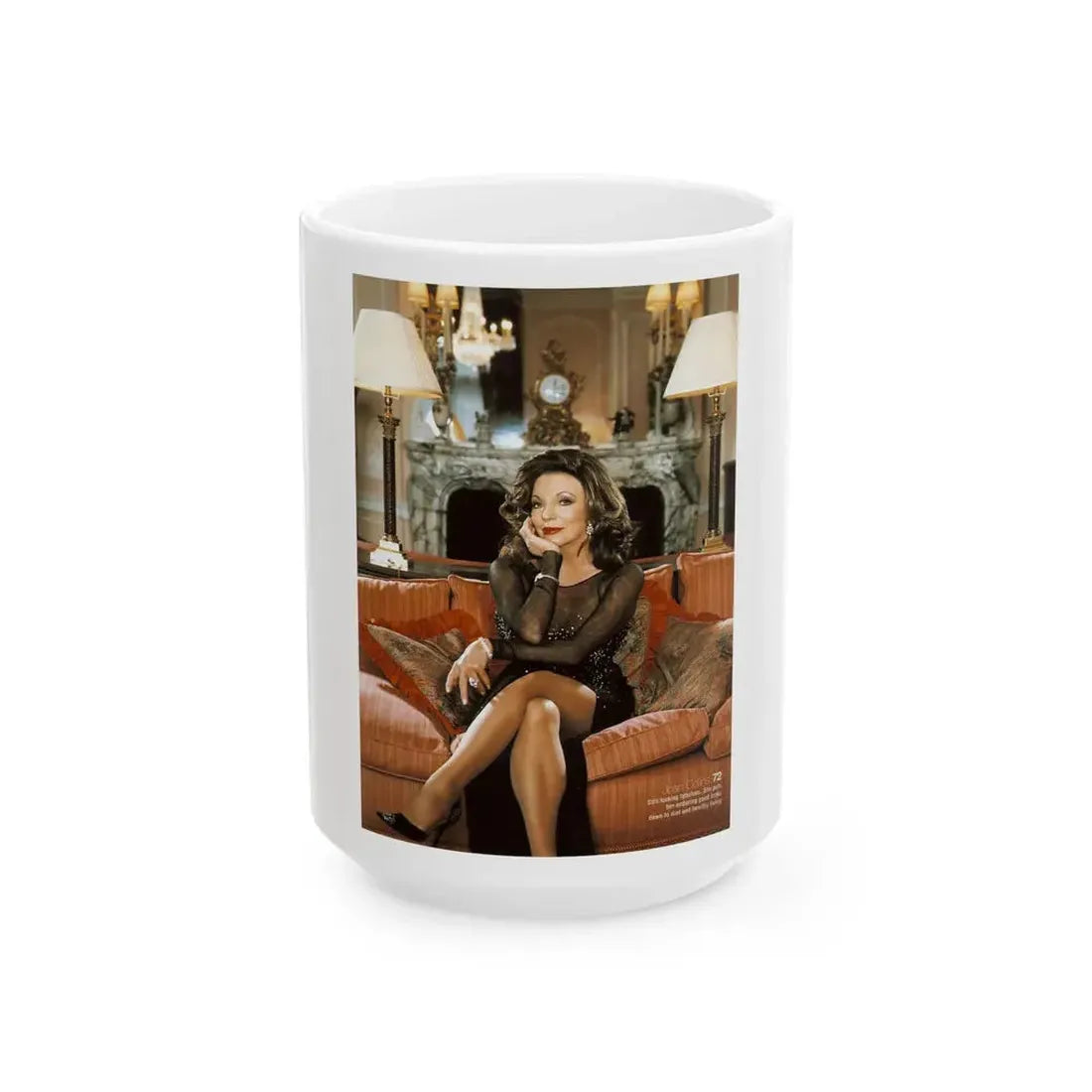 Joan Collins #625 (Vintage Female Icon) White Coffee Mug 15oz - Go Mug Yourself