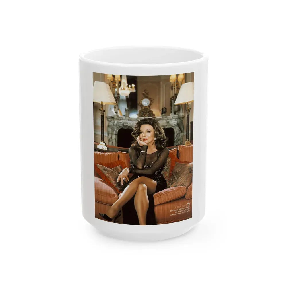 Joan Collins #625 (Vintage Female Icon) White Coffee Mug 15oz - Go Mug Yourself