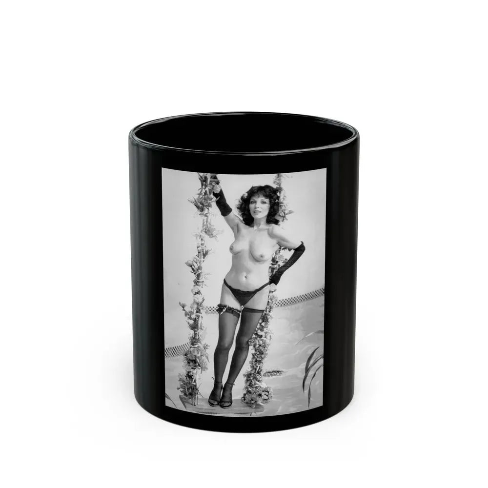 Joan Collins #635 - Topless (Vintage Female Icon) Black Coffee Mug 11oz - Go Mug Yourself