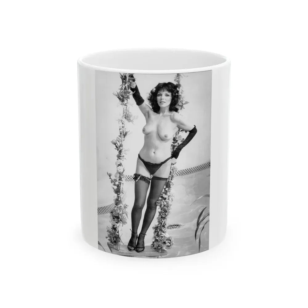 Joan Collins #635 - Topless (Vintage Female Icon) White Coffee Mug 11oz - Go Mug Yourself